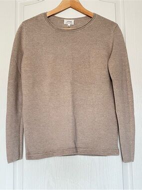 Wilfred Aritzia Silk Cotton Cashmere Ribbed Crewneck Sweater Oatmeal XS
